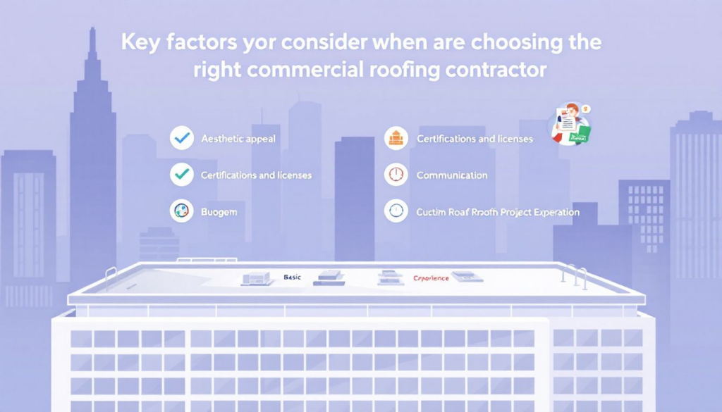 A checklist for choosing the right commercial roofing contractor, emphasizing important factors to consider.
