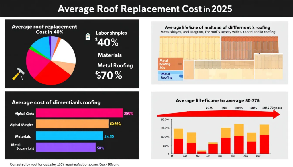 Average roof replacement cost in 2025.