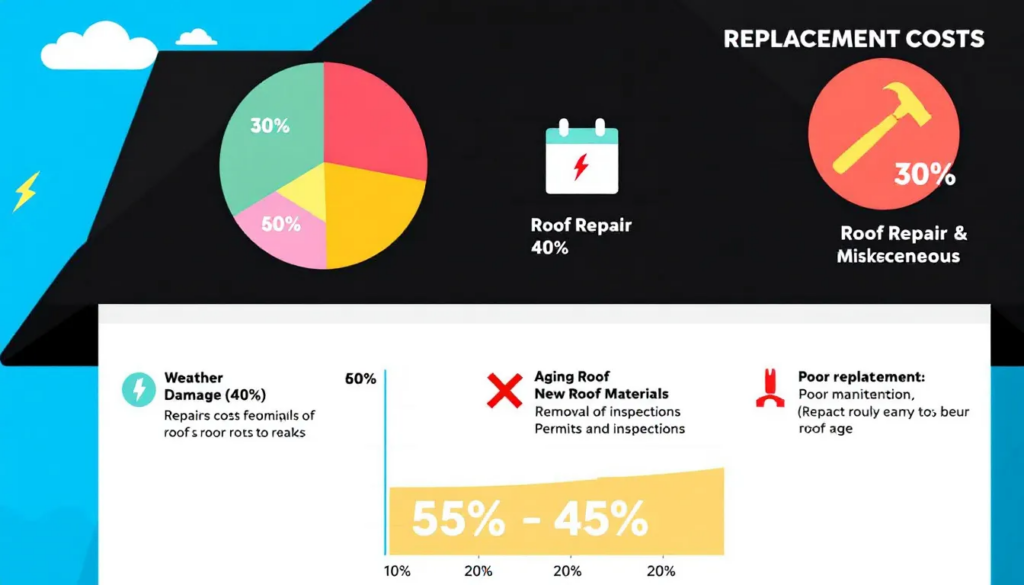 Comparison of roof repair and replacement costs.
