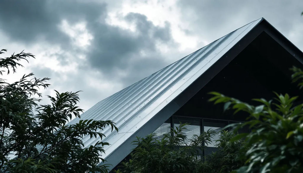 Metal roofs enduring extreme weather conditions.