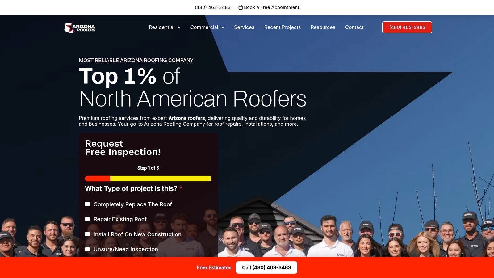 Screenshot from https://arizonaroofers.com